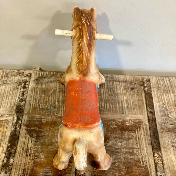Vintage Plastic Horse with Colorful Saddle 13” Tall - Picture 6 of 16